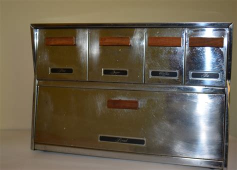 1970s vintage metal bread box|stainless steel bread box 1950.